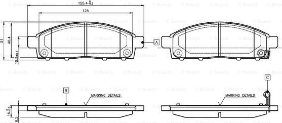 BOSCH 0 986 TB3 115 - Тормозные колодки, дисковые, комплект autospares.lv