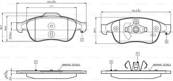 BOSCH 0 986 TB3 116 - Тормозные колодки, дисковые, комплект autospares.lv