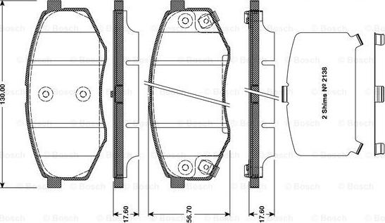 BOSCH 0 986 TB3 113 - Тормозные колодки, дисковые, комплект autospares.lv