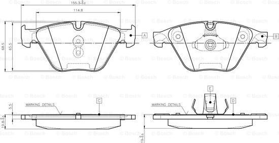 BOSCH 0 986 TB3 134 - Тормозные колодки, дисковые, комплект autospares.lv