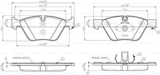 BOSCH 0 986 TB3 138 - Тормозные колодки, дисковые, комплект autospares.lv