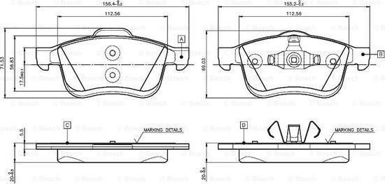 BOSCH 0 986 TB3 133 - Тормозные колодки, дисковые, комплект autospares.lv