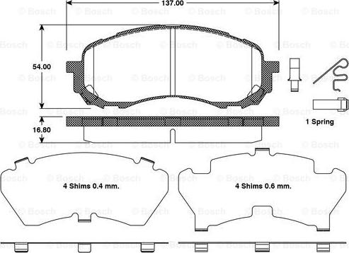 BOSCH 0 986 TB3 120 - Тормозные колодки, дисковые, комплект autospares.lv