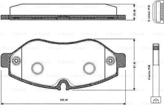 BOSCH 0 986 TB2 948 - Тормозные колодки, дисковые, комплект autospares.lv