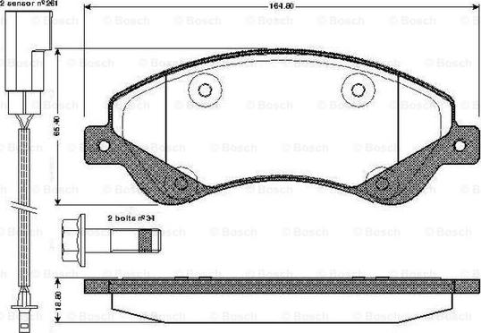 BOSCH 0 986 TB2 952 - Тормозные колодки, дисковые, комплект autospares.lv