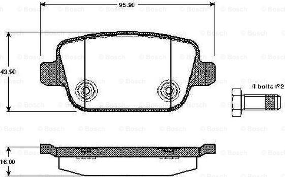 BOSCH 0 986 TB2 984 - Тормозные колодки, дисковые, комплект autospares.lv