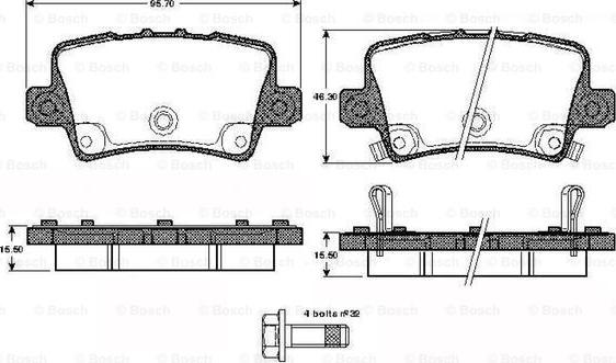 BOSCH 0 986 TB2 974 - Тормозные колодки, дисковые, комплект autospares.lv