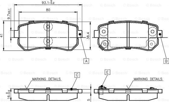 BOSCH 0 986 TB2 975 - Тормозные колодки, дисковые, комплект autospares.lv