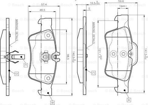 BOSCH 0 986 TB2 451 - Тормозные колодки, дисковые, комплект autospares.lv