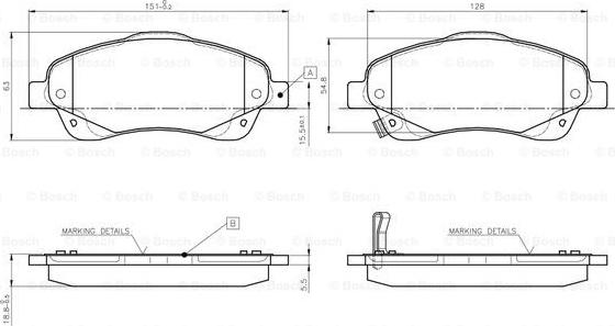 BOSCH 0 986 TB2 463 - Тормозные колодки, дисковые, комплект autospares.lv