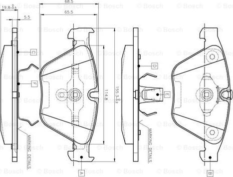 BOSCH 0 986 TB2 413 - Тормозные колодки, дисковые, комплект autospares.lv