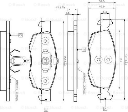 BOSCH 0 986 TB2 541 - Тормозные колодки, дисковые, комплект autospares.lv