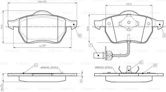 BOSCH 0 986 TB2 673 - Тормозные колодки, дисковые, комплект autospares.lv