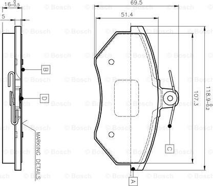 BOSCH 0 986 TB2 004 - Тормозные колодки, дисковые, комплект autospares.lv