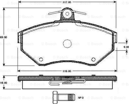 BOSCH 0 986 TB2 039 - Тормозные колодки, дисковые, комплект autospares.lv