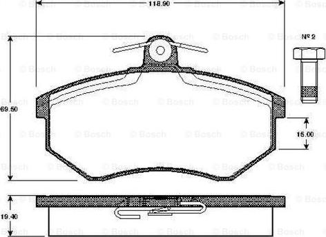 BOSCH 0 986 TB2 070 - Тормозные колодки, дисковые, комплект autospares.lv