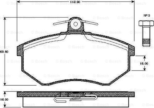 BOSCH 0 986 TB2 071 - Тормозные колодки, дисковые, комплект autospares.lv