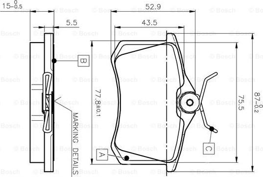 BOSCH 0 986 TB2 140 - Тормозные колодки, дисковые, комплект autospares.lv