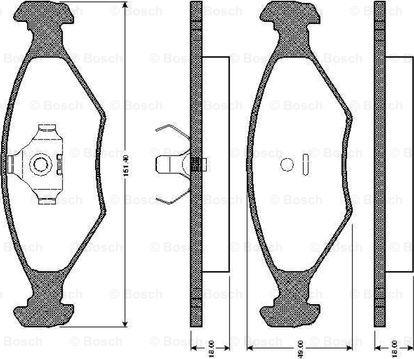 BOSCH 0 986 TB2 155 - Тормозные колодки, дисковые, комплект autospares.lv