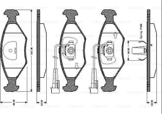 BOSCH 0 986 TB2 156 - Тормозные колодки, дисковые, комплект autospares.lv