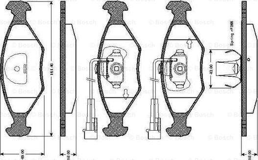 BOSCH 0 986 TB2 157 - Тормозные колодки, дисковые, комплект autospares.lv