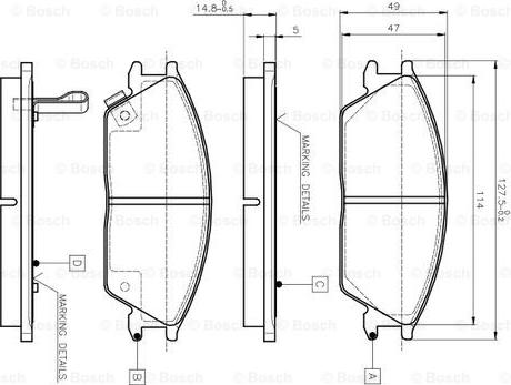 BOSCH 0 986 TB2 115 - Тормозные колодки, дисковые, комплект autospares.lv