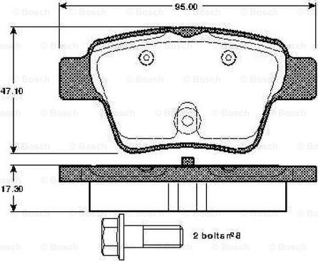 BOSCH 0 986 TB2 896 - Тормозные колодки, дисковые, комплект autospares.lv