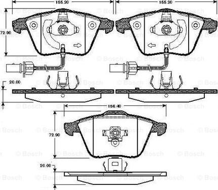 BOSCH 0 986 TB2 849 - Тормозные колодки, дисковые, комплект autospares.lv