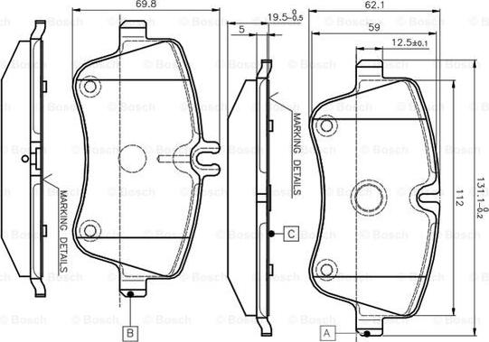 BOSCH 0 986 TB2 814 - Тормозные колодки, дисковые, комплект autospares.lv