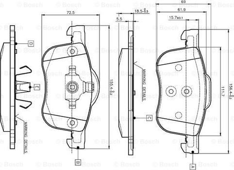 BOSCH 0 986 TB2 351 - Тормозные колодки, дисковые, комплект autospares.lv