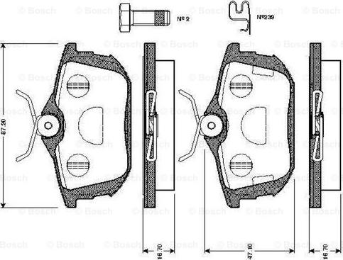 BOSCH 0 986 TB2 299 - Тормозные колодки, дисковые, комплект autospares.lv