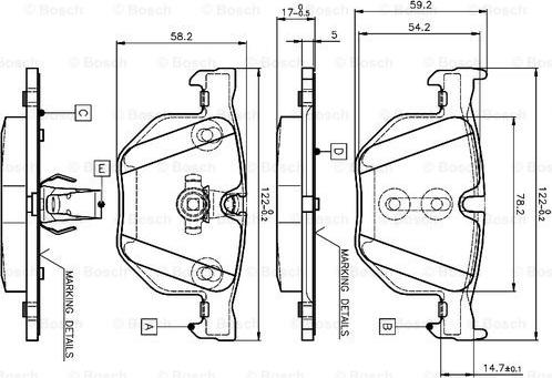 BOSCH 0 986 TB2 207 - Тормозные колодки, дисковые, комплект autospares.lv