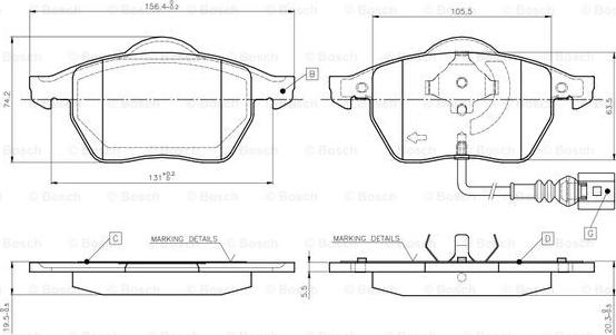 BOSCH 0 986 TB2 216 - Тормозные колодки, дисковые, комплект autospares.lv