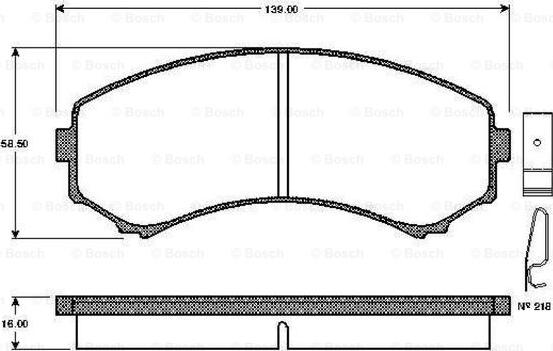 BOSCH 0 986 TB2 218 - Тормозные колодки, дисковые, комплект autospares.lv