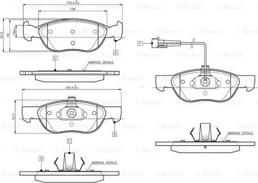 BOSCH 0 986 TB2 282 - Тормозные колодки, дисковые, комплект autospares.lv