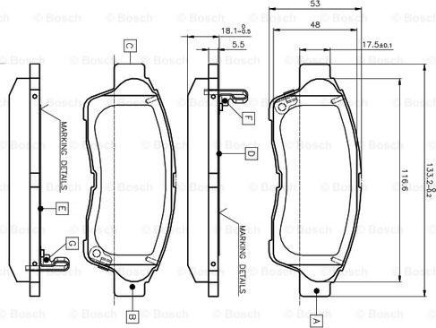 BOSCH 0 986 TB2 222 - Тормозные колодки, дисковые, комплект autospares.lv