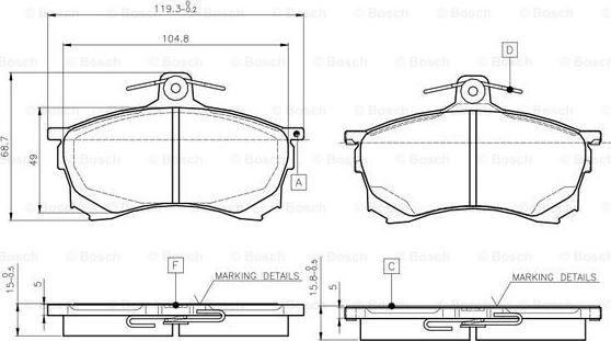 BOSCH 0 986 TB2 278 - Тормозные колодки, дисковые, комплект autospares.lv