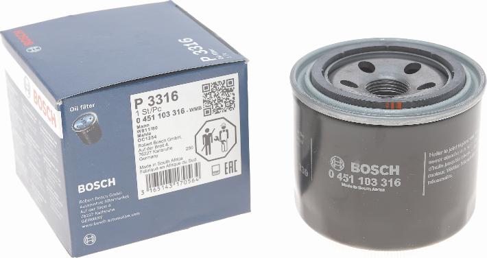 BOSCH 0 451 103 316 - Масляный фильтр autospares.lv