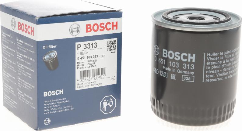 BOSCH 0 451 103 313 - Масляный фильтр autospares.lv