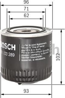 BOSCH 0 451 103 289 - Масляный фильтр autospares.lv