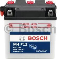 BOSCH 0 092 M4F 120 - Стартерная аккумуляторная батарея, АКБ autospares.lv
