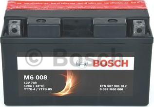 BOSCH 0 092 M60 080 - Стартерная аккумуляторная батарея, АКБ autospares.lv
