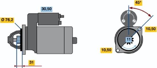 BOSCH 0 001 107 090 - Стартер autospares.lv