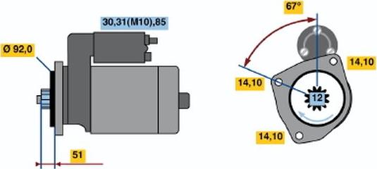 BOSCH 0001330017 - Стартер autospares.lv