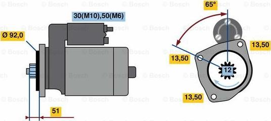 BOSCH 0 001 261 002 - Стартер autospares.lv