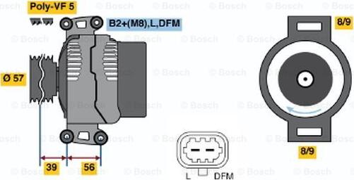 BOSCH 0 124 425 033 - Генератор autospares.lv