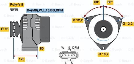 BOSCH 0 986 042 370 - Генератор autospares.lv