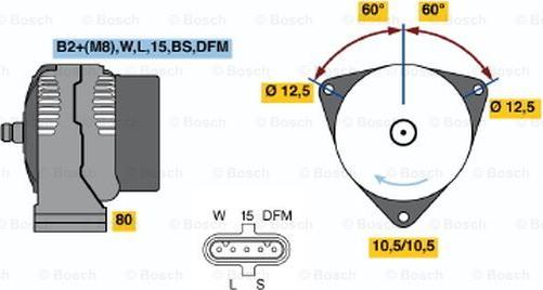 BOSCH 0 124 555 032 - Генератор autospares.lv