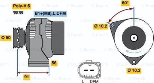 BOSCH 0 124 615 046 - Генератор autospares.lv