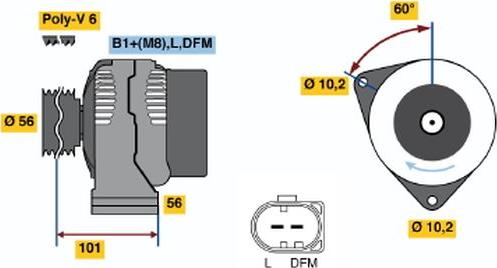 BOSCH 0 124 515 060 - Генератор autospares.lv